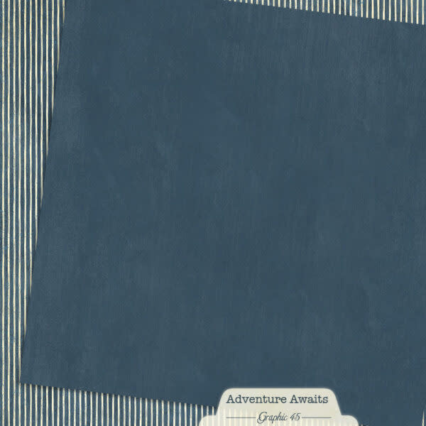 GRAPHIC 45 GRAPHIC 45 ADVENTURE AWAITS MARINE BLUE PATTERN & SOLID SHEET 12x12 CARDSTOCK