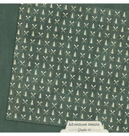 GRAPHIC 45 GRAPHIC 45 ADVENTURE AWAITS EVERGREEN PATTERN & SOLID SHEET 12x12 CARDSTOCK