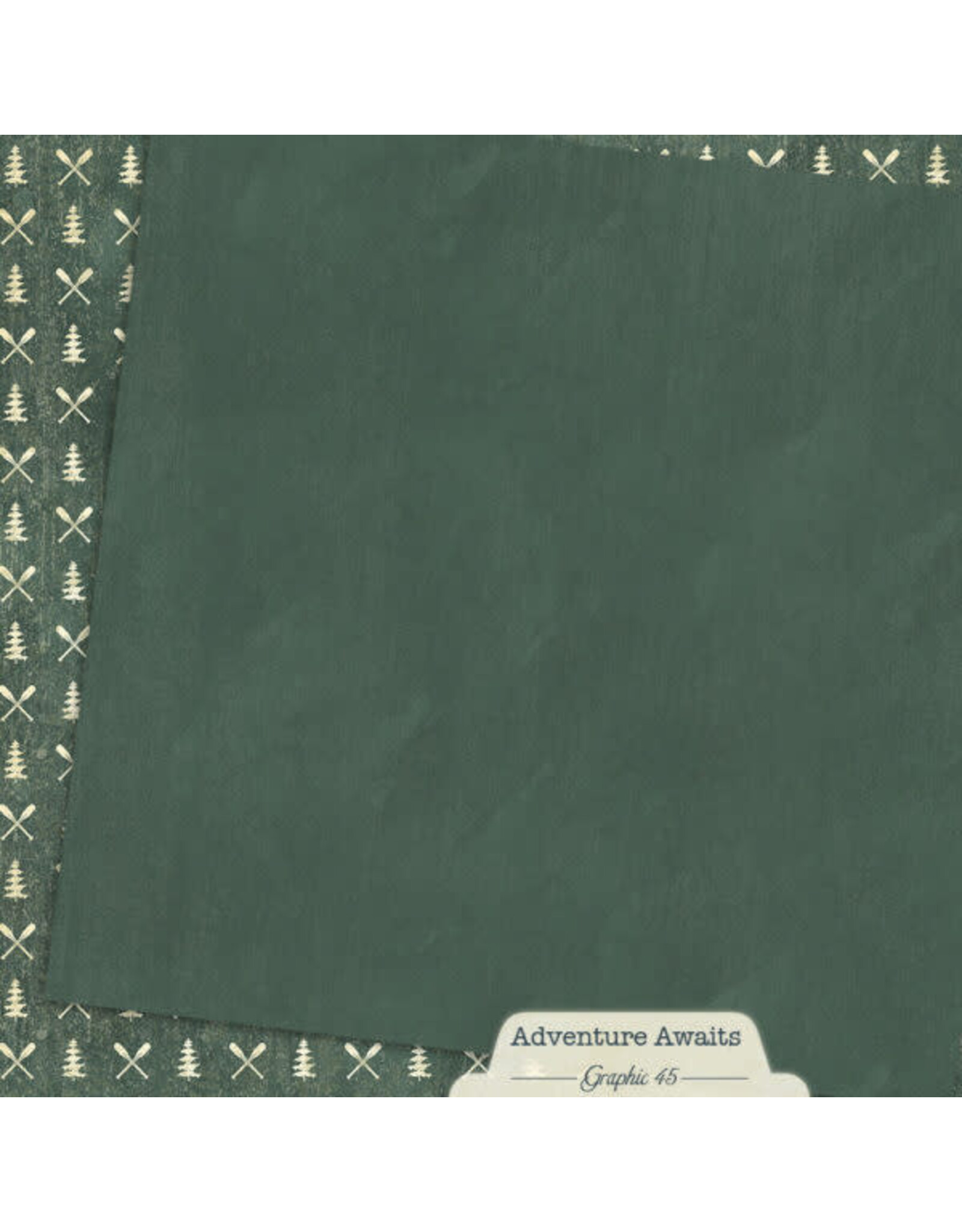 GRAPHIC 45 GRAPHIC 45 ADVENTURE AWAITS EVERGREEN PATTERN & SOLID SHEET 12x12 CARDSTOCK