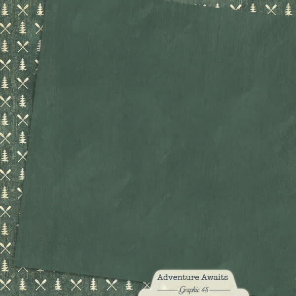 GRAPHIC 45 GRAPHIC 45 ADVENTURE AWAITS EVERGREEN PATTERN & SOLID SHEET 12x12 CARDSTOCK
