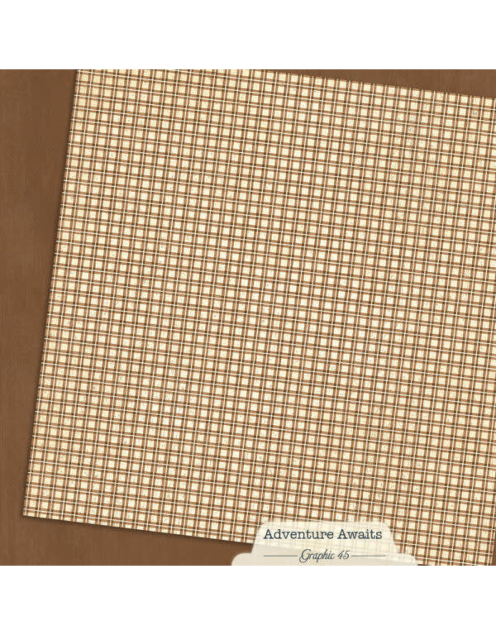 GRAPHIC 45 GRAPHIC 45 ADVENTURE AWAITS WOODLAND BROWN PATTERN & SOLID SHEET 12x12 CARDSTOCK
