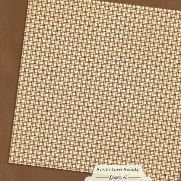 GRAPHIC 45 GRAPHIC 45 ADVENTURE AWAITS WOODLAND BROWN PATTERN & SOLID SHEET 12x12 CARDSTOCK