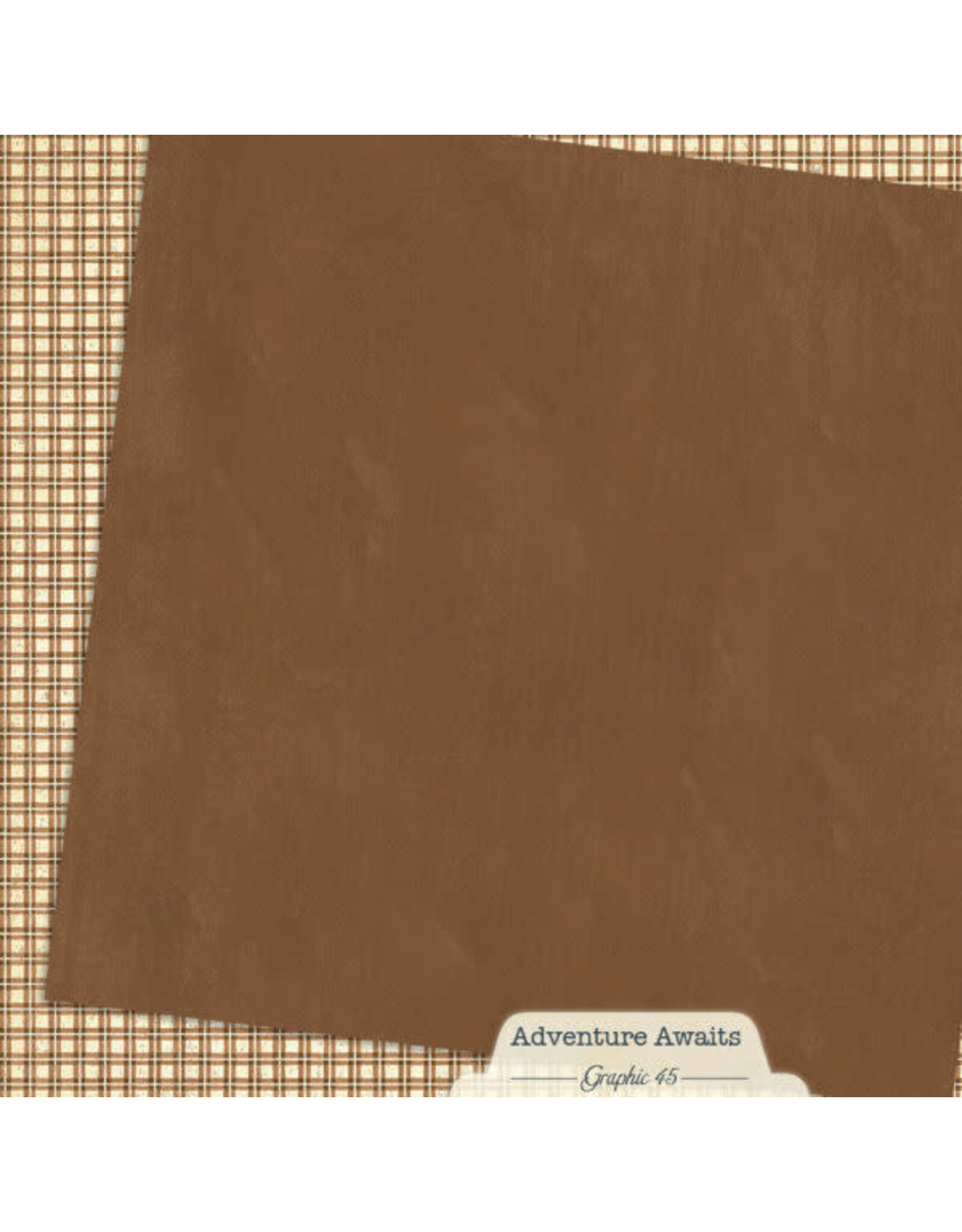 GRAPHIC 45 GRAPHIC 45 ADVENTURE AWAITS WOODLAND BROWN PATTERN & SOLID SHEET 12x12 CARDSTOCK