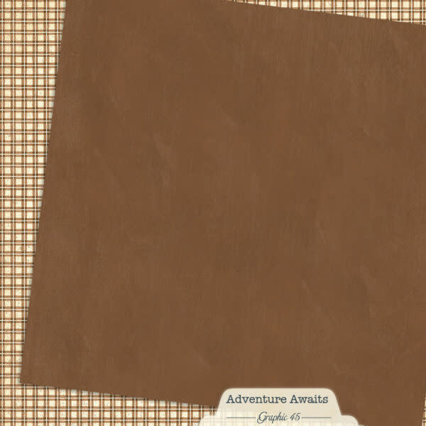 GRAPHIC 45 GRAPHIC 45 ADVENTURE AWAITS WOODLAND BROWN PATTERN & SOLID SHEET 12x12 CARDSTOCK