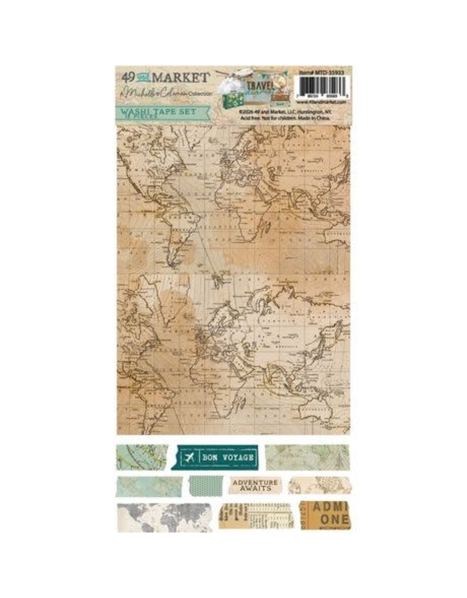 49 AND MARKET 49 AND MARKET TRAVEL DIARIES 6x12 WASHI TAPE SHEETS