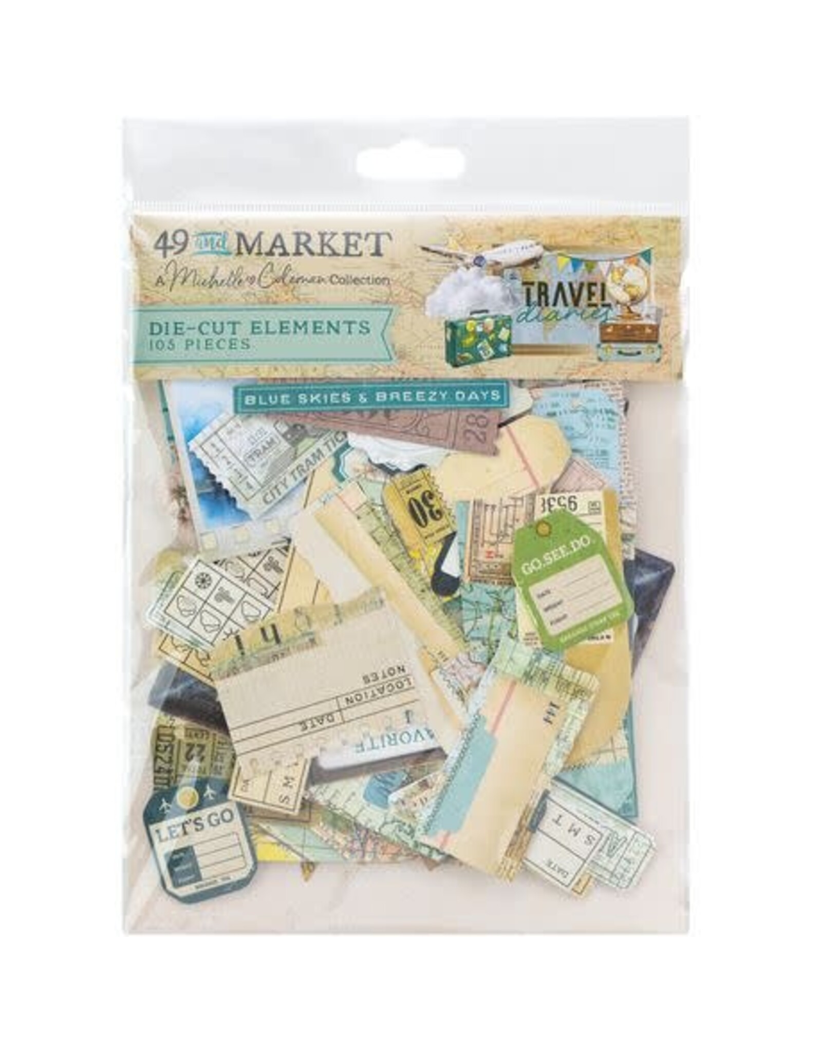 49 AND MARKET 49 AND MARKET TRAVEL DIARIES ELEMENTS DIE-CUTS 105/PK