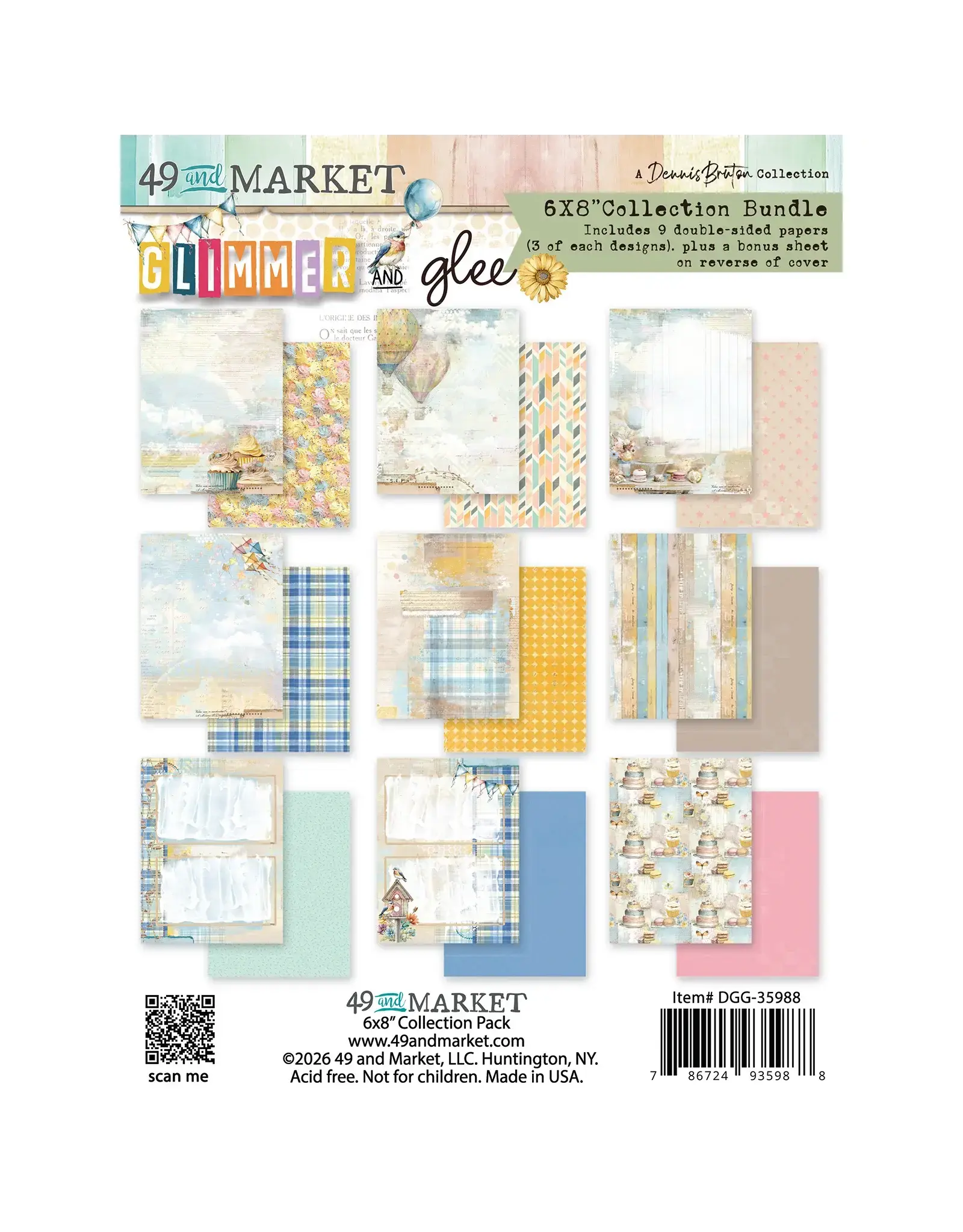 49 AND MARKET 49 AND MARKET GLIMMER AND GLEE 6x8 COLLECTION PACK 24 SHEETS