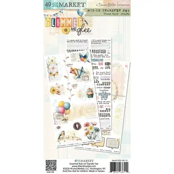 49 AND MARKET 49 AND MARKET GLIMMER AND GLEE 6x12 RUB-ON TRANSFER SET 3/PK