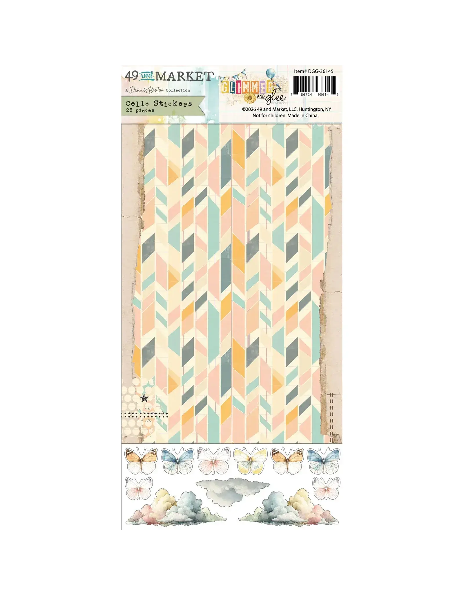 49 AND MARKET 49 AND MARKET GLIMMER AND GLEE 6x12 CELLO STICKERS