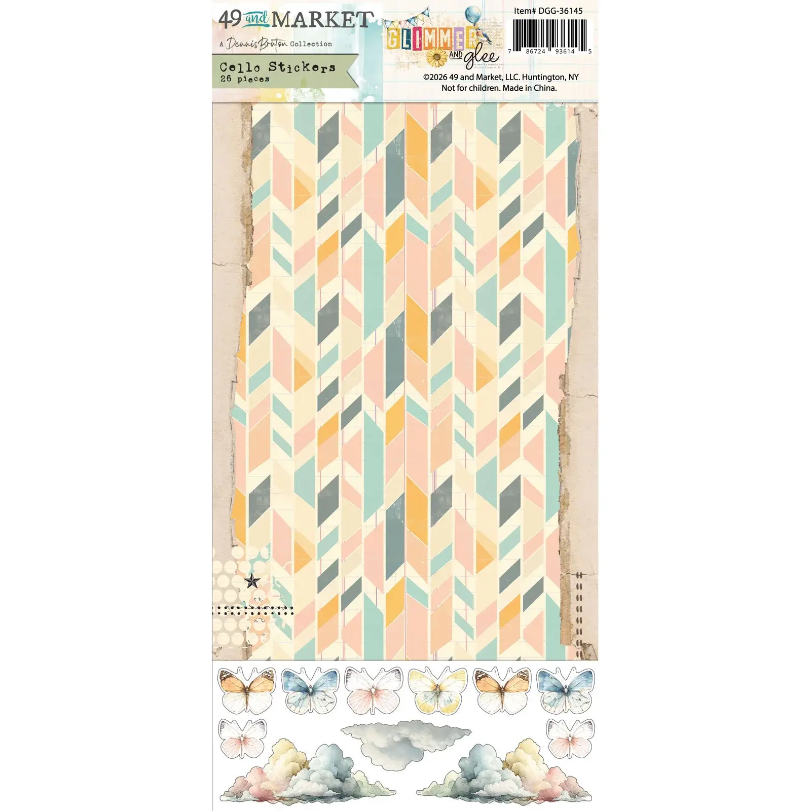 49 AND MARKET 49 AND MARKET GLIMMER AND GLEE 6x12 CELLO STICKERS