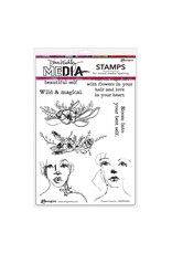 RANGER RANGER DINA WAKLEY MEDIA FLOWER CROWNS CLING STAMP SET