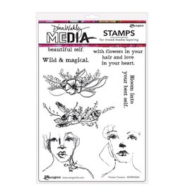 RANGER RANGER DINA WAKLEY MEDIA FLOWER CROWNS CLING STAMP SET