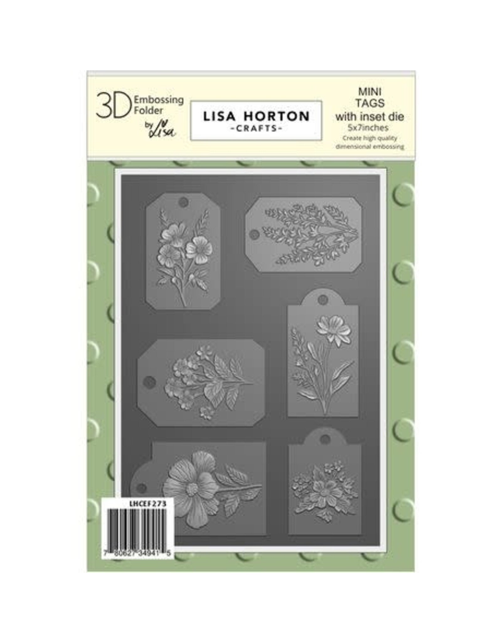 LISA HORTON CRAFTS LISA HORTON CRAFTS MINI TAGS 5x7 3D EMBOSSING FOLDER AND DIE SET