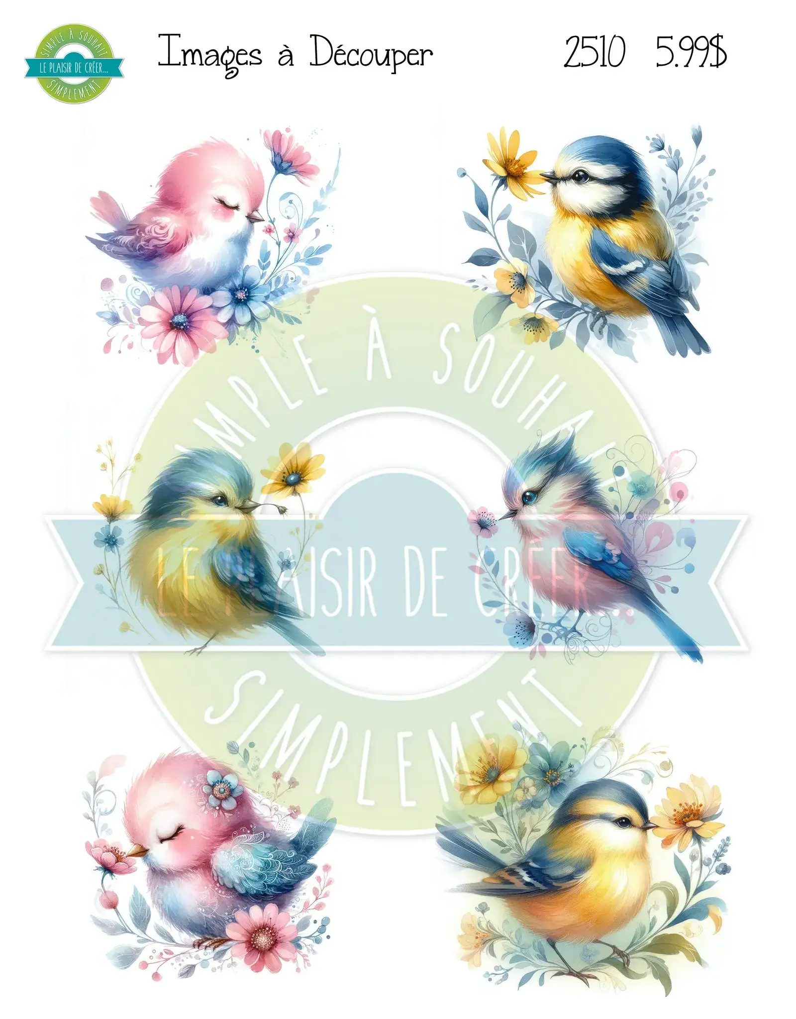 SIMPLE A SOUHAITS SIMPLE À SOUHAIT OISEAUX PASTELS IMAGES À DÉCOUPER