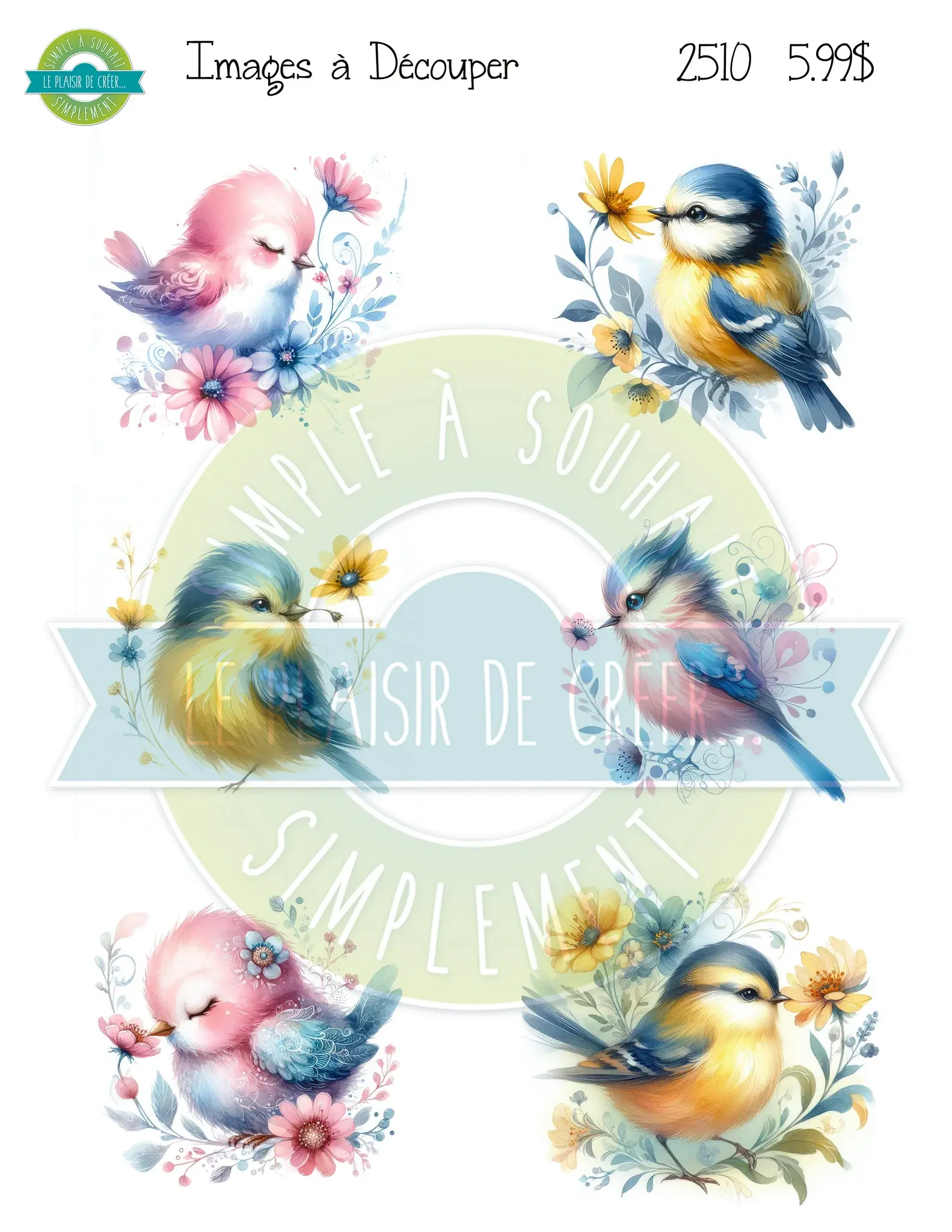 SIMPLE À SOUHAITS SIMPLE À SOUHAIT OISEAUX PASTELS IMAGES À DÉCOUPER
