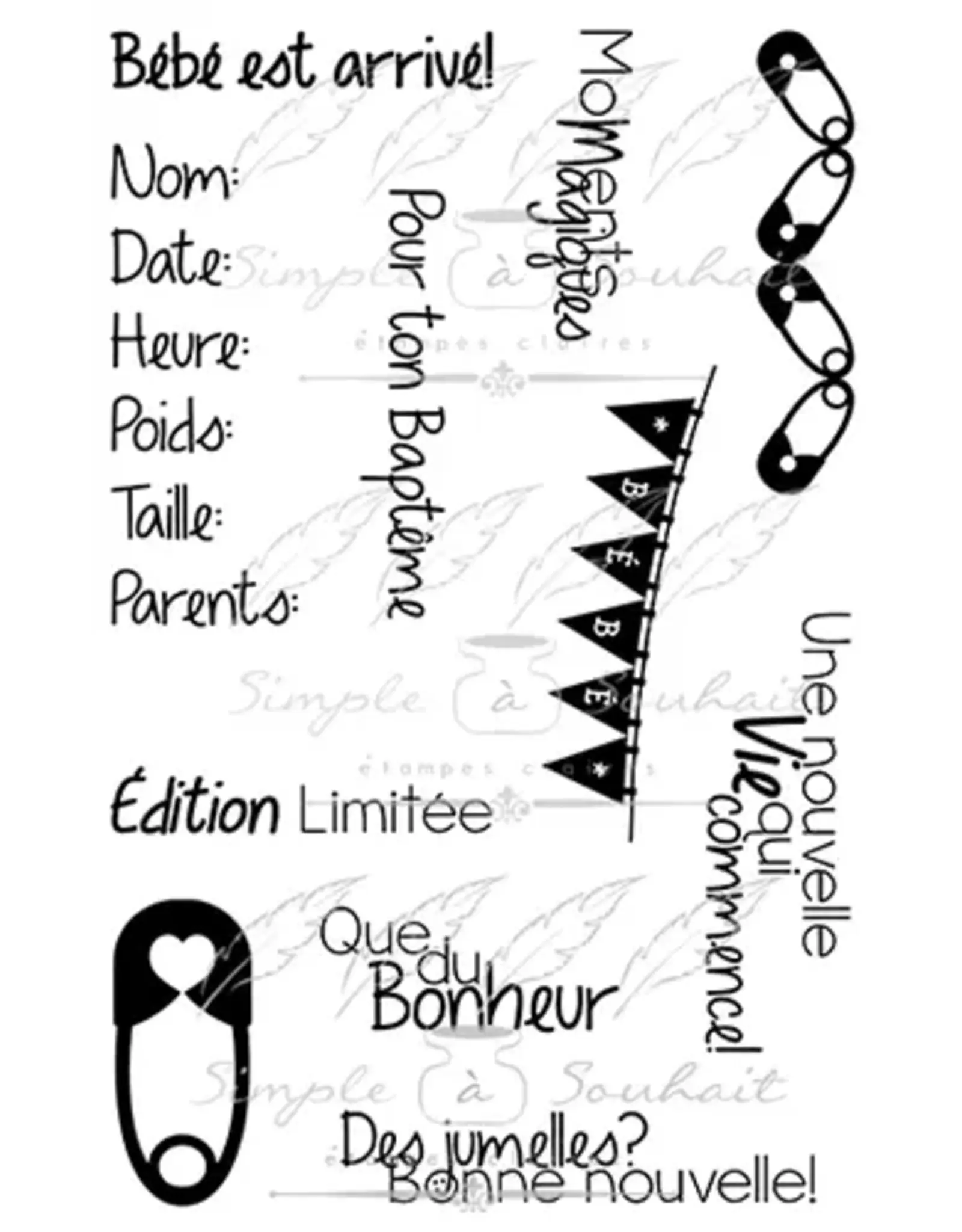 SIMPLE A SOUHAITS SIMPLE À SOUHAIT NAISSANCE #2 CLEAR STAMP SET