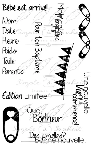 SIMPLE À SOUHAITS SIMPLE À SOUHAIT NAISSANCE #2 CLEAR STAMP SET