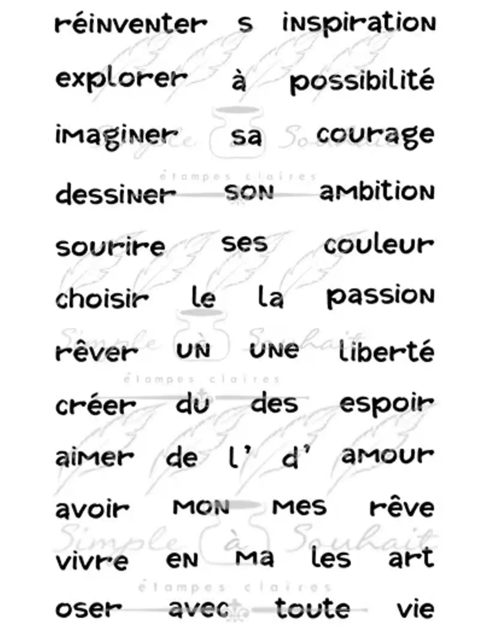 SIMPLE A SOUHAITS SIMPLE À SOUHAIT ART JOURNAL CLEAR STAMP SET