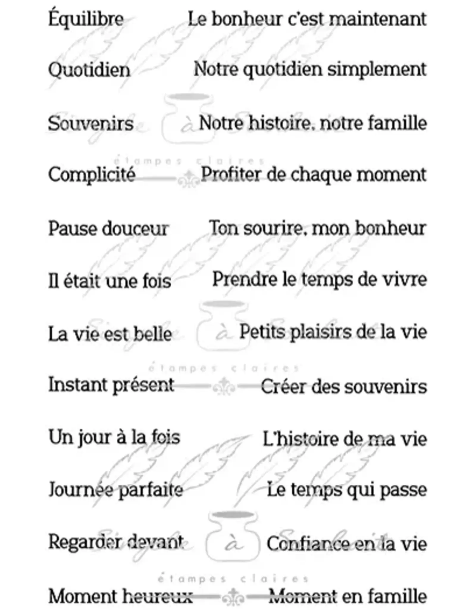 SIMPLE A SOUHAITS SIMPLE A SOUHAIT MINI MOTS #1 CLEAR STAMP SET