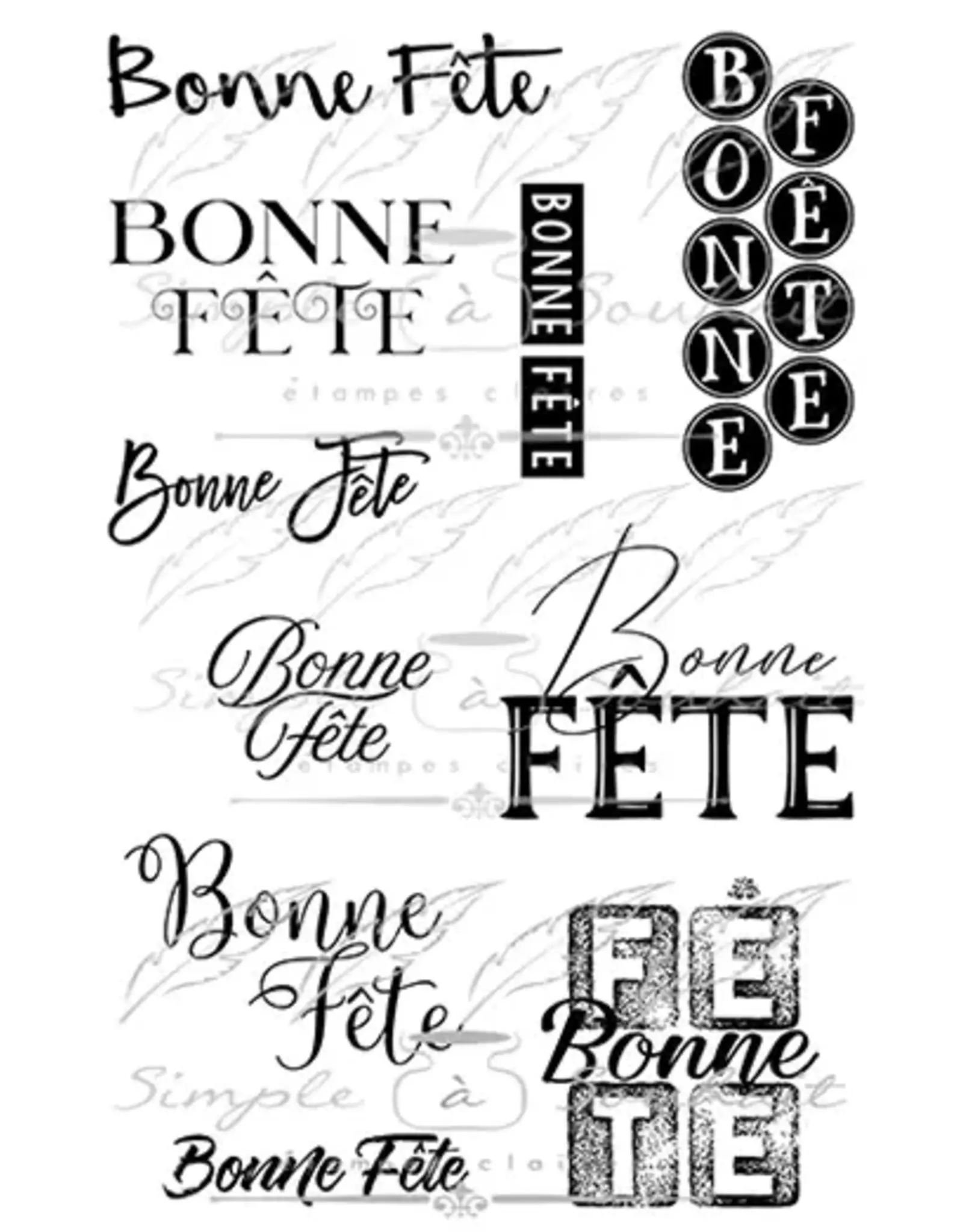 SIMPLE A SOUHAITS SIMPLE À SOUHAIT BONNE FÊTE DIVERS CLEAR STAMP SET