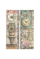 STAMPERIA STAMPERIA GARDENS OF TIME CLOCKS TIME IS FREE A4 RICE PAPER