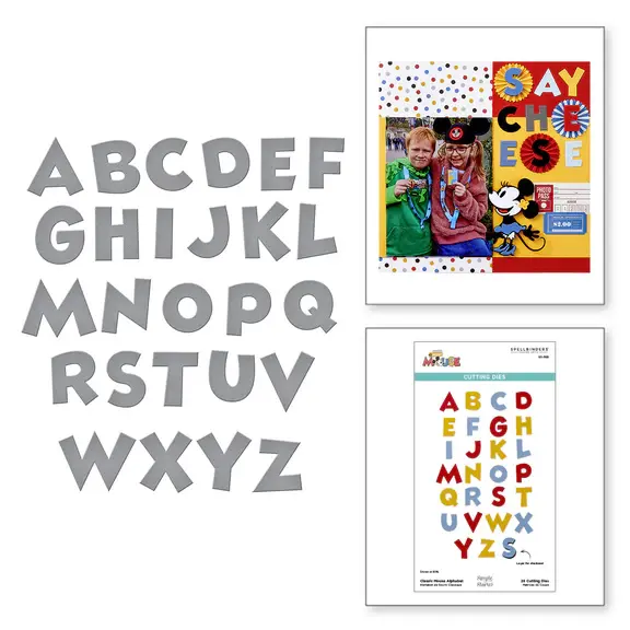 SPELLBINDERS SPELLBINDERS SAY CHEESE CLASSIC MOUSE ALPHABET ETCHED DIE SET