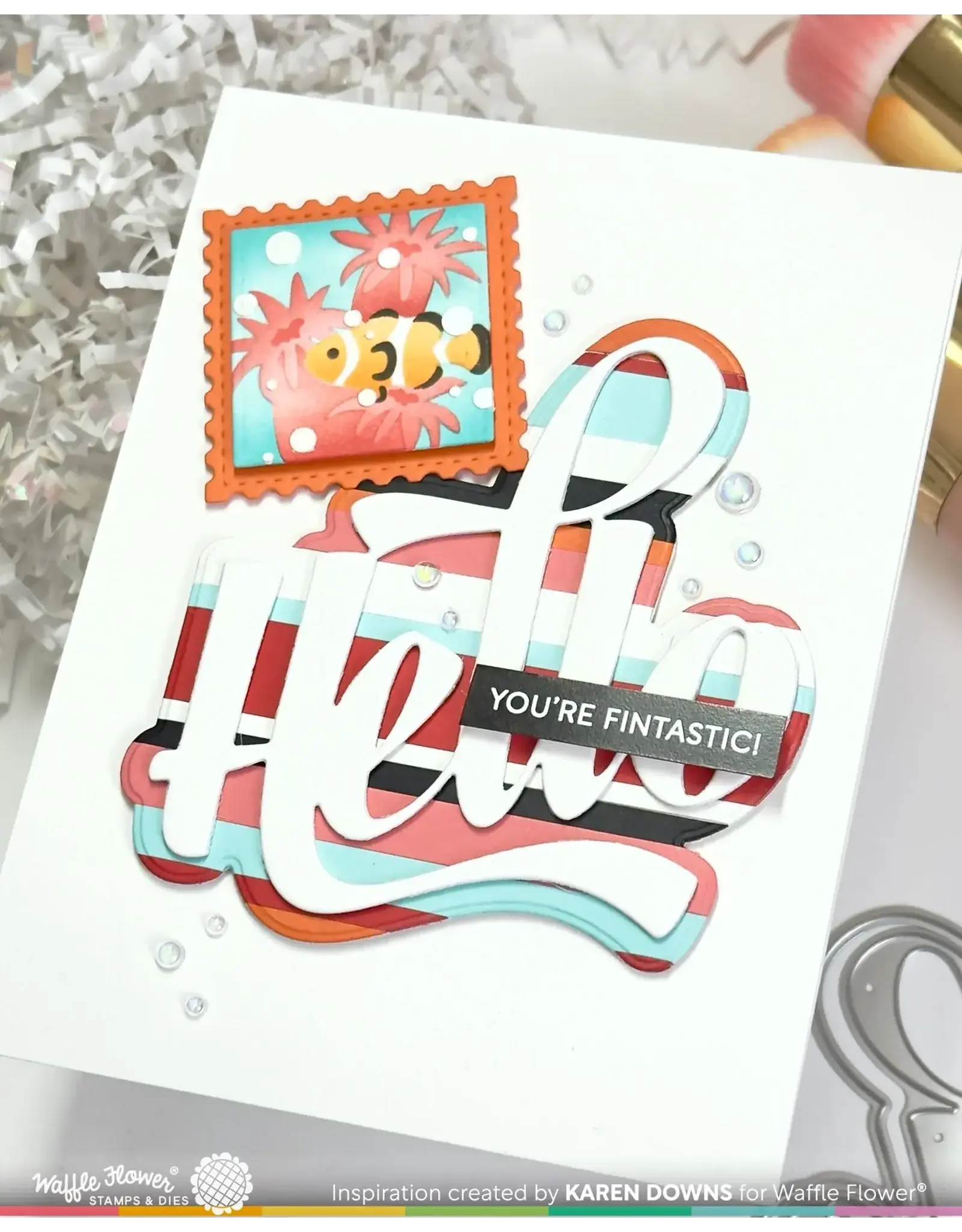 WAFFLE FLOWER WAFFLE FLOWER WAVING HELLO WORD DIE SET