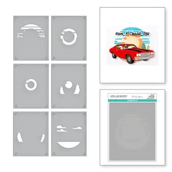 SPELLBINDERS SPELLBINDERS MINDY EGGEN CLASSIC ROAD LEGENDS COLLECTION SCENIC DRIVE STENCIL SET