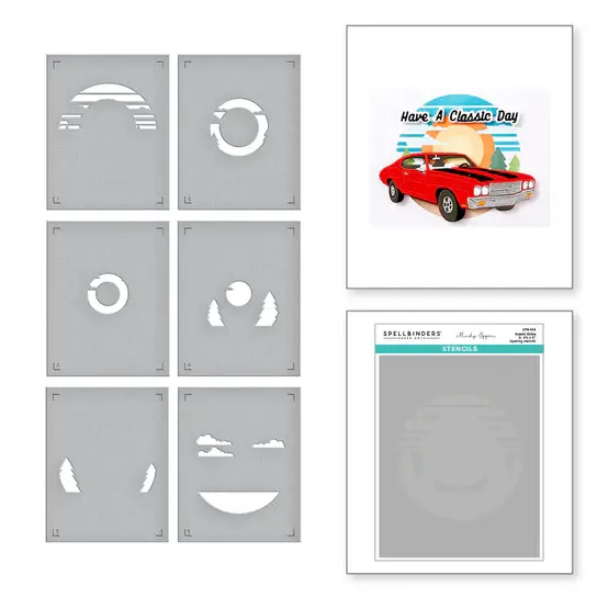 SPELLBINDERS SPELLBINDERS MINDY EGGEN CLASSIC ROAD LEGENDS COLLECTION SCENIC DRIVE STENCIL SET