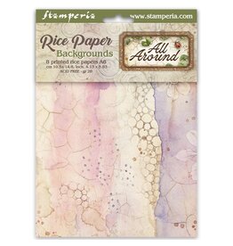 STAMPERIA STAMPERIA ALL AROUND ASSORTED A6 RICE PAPER DECOUPAGE BACKGROUNDS 10.5X14.8CM 8/PK