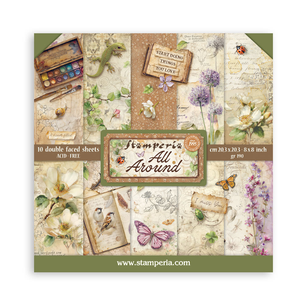 STAMPERIA STAMPERIA ALL AROUND 8x8 PAPER PACK 10 SHEETS