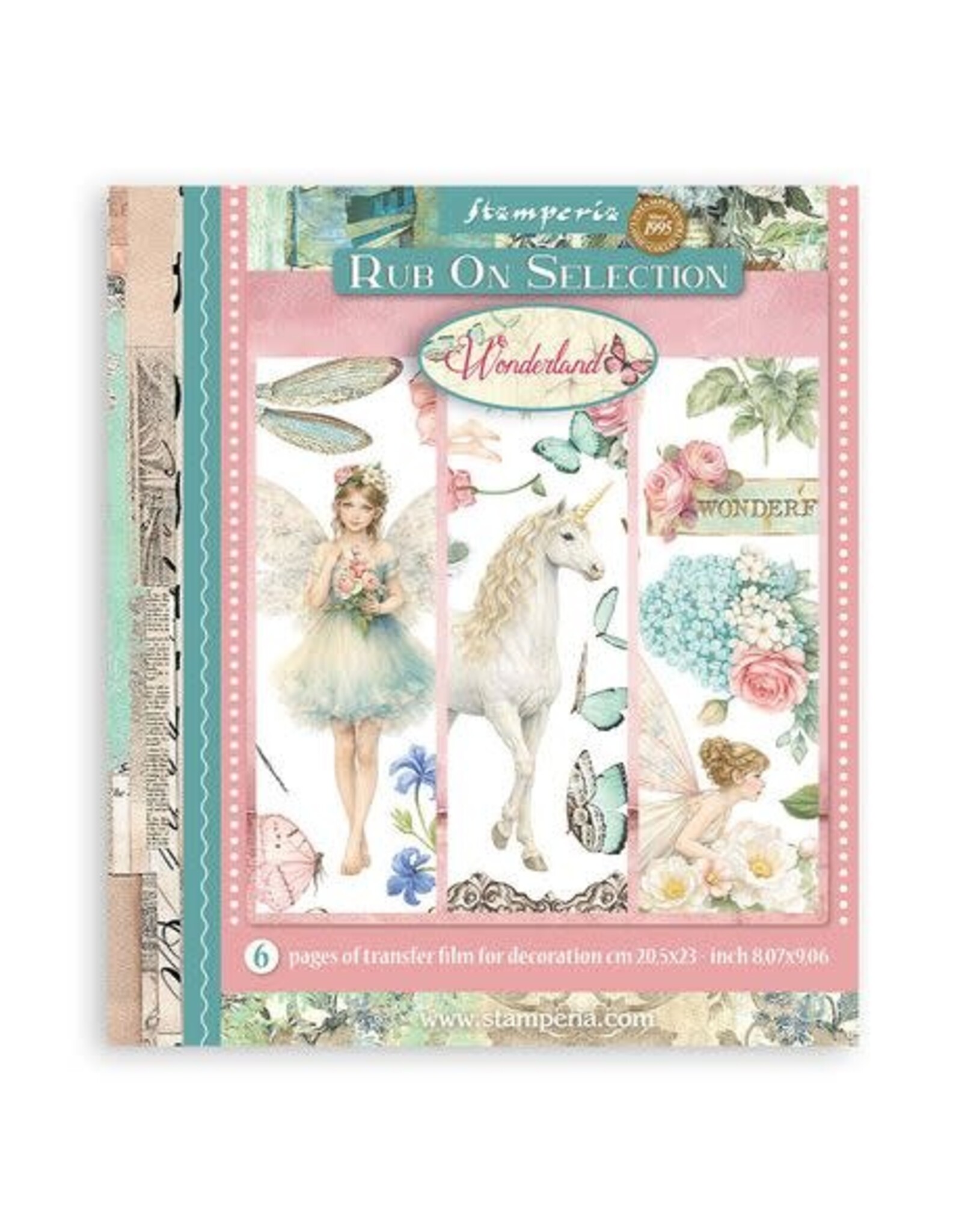 STAMPERIA STAMPERIA WONDERLAND 20.5cm X 23cm ASSORTED RUB-ONS 6/PK
