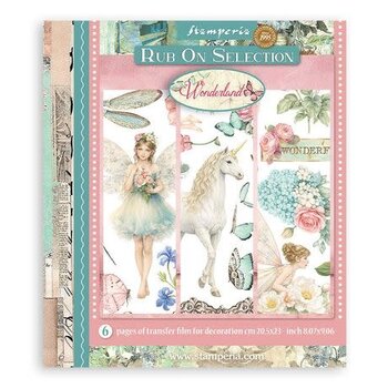 STAMPERIA STAMPERIA WONDERLAND 20.5cm X 23cm ASSORTED RUB-ONS 6/PK