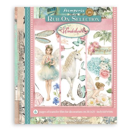 STAMPERIA STAMPERIA WONDERLAND 20.5cm X 23cm ASSORTED RUB-ONS 6/PK