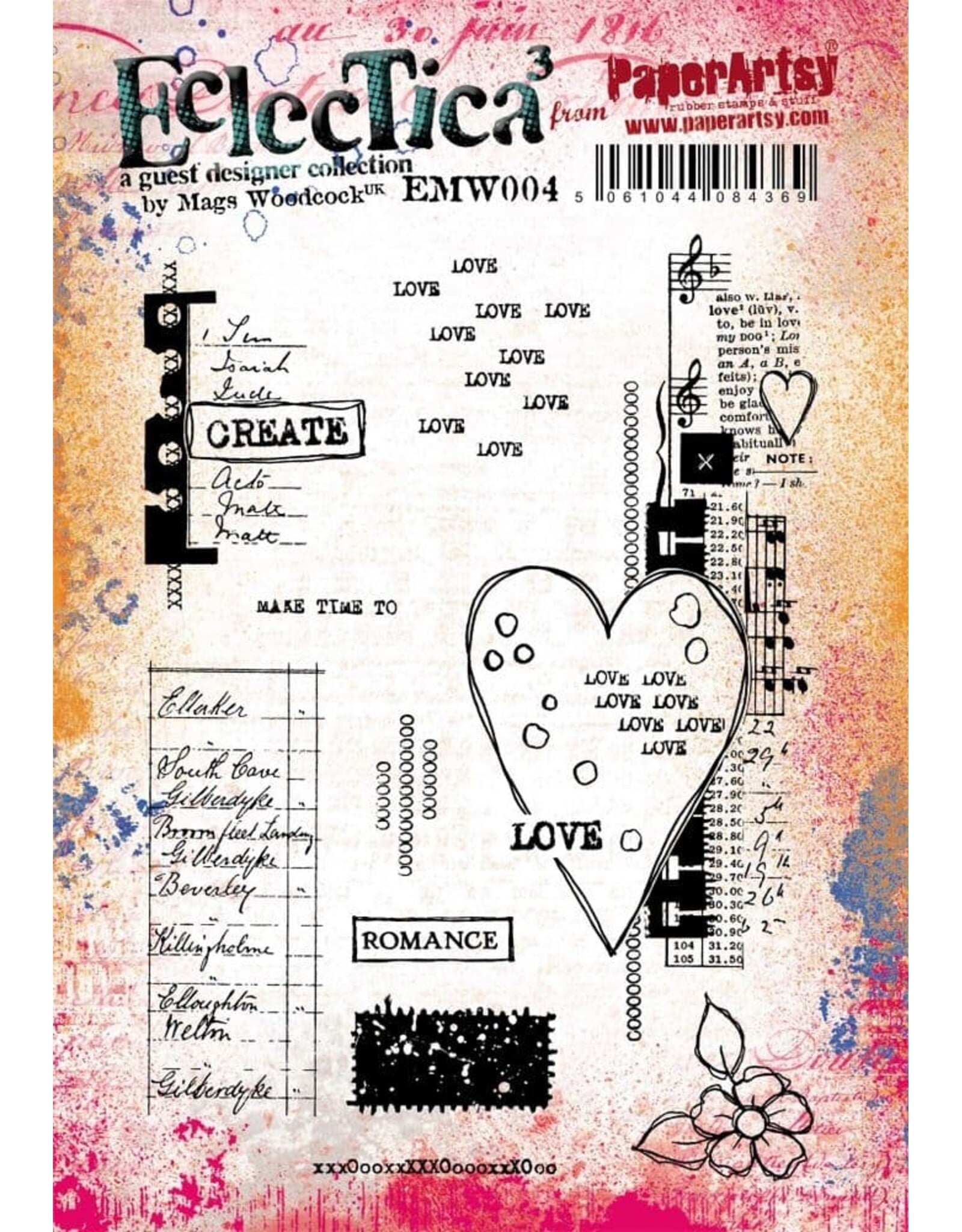 PAPER ARTSY PAPER ARTSY ECLECTICA MAGS WOODCOCK EMW004 CLING STAMP SET