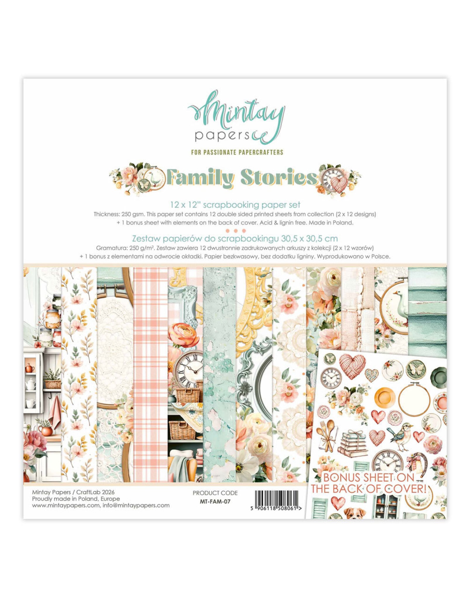 MINTAY MINTAY FAMILY STORIES 12x12 COLLECTION PACK 12 SHEETS