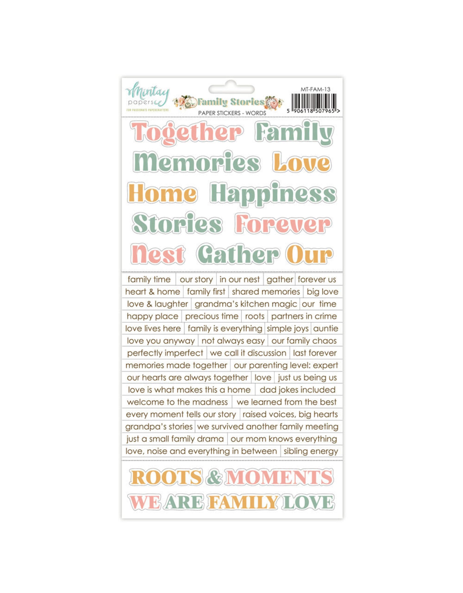 MINTAY MINTAY FAMILY STORIES 6x12 PAPER STICKERS - WORDS