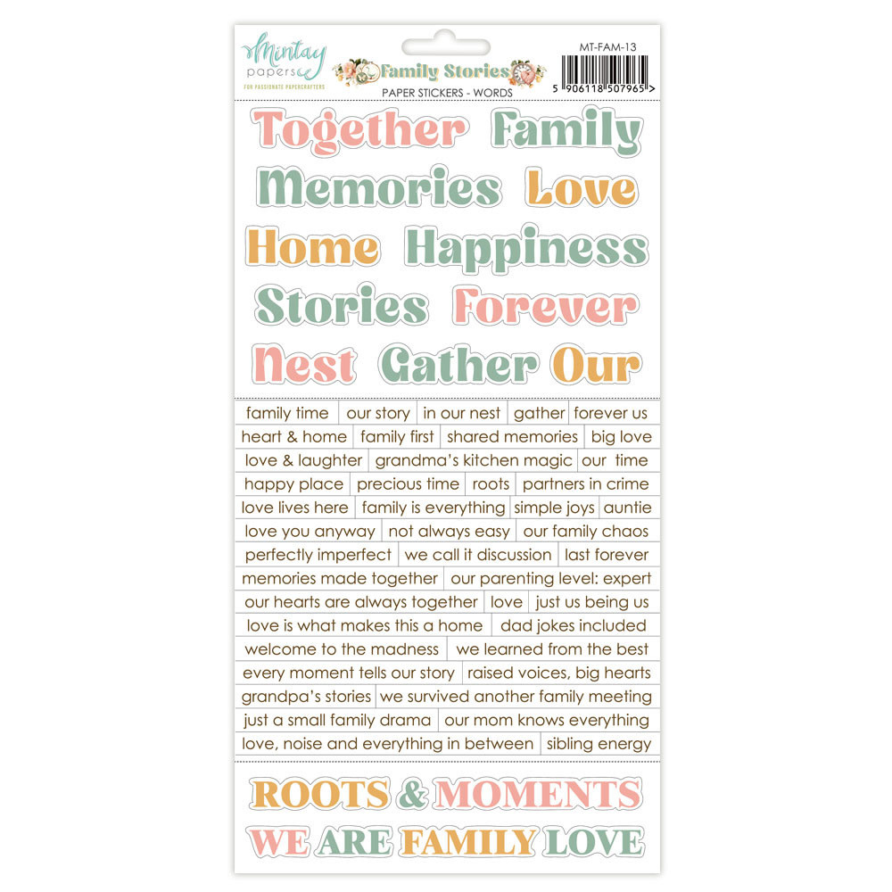 MINTAY MINTAY FAMILY STORIES 6x12 PAPER STICKERS - WORDS
