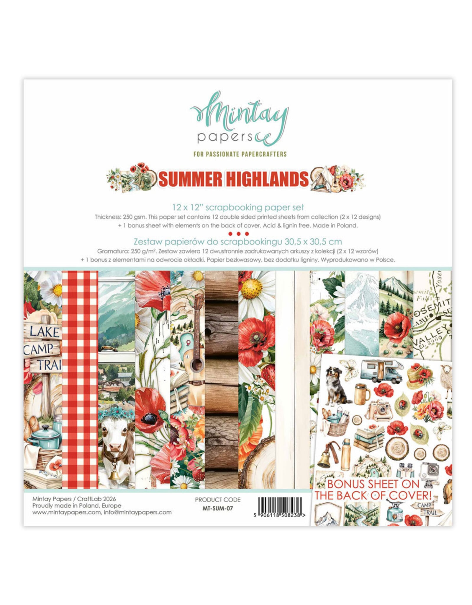 MINTAY MINTAY SUMMER HIGHLANDS 12x12 COLLECTION PACK 12 SHEETS