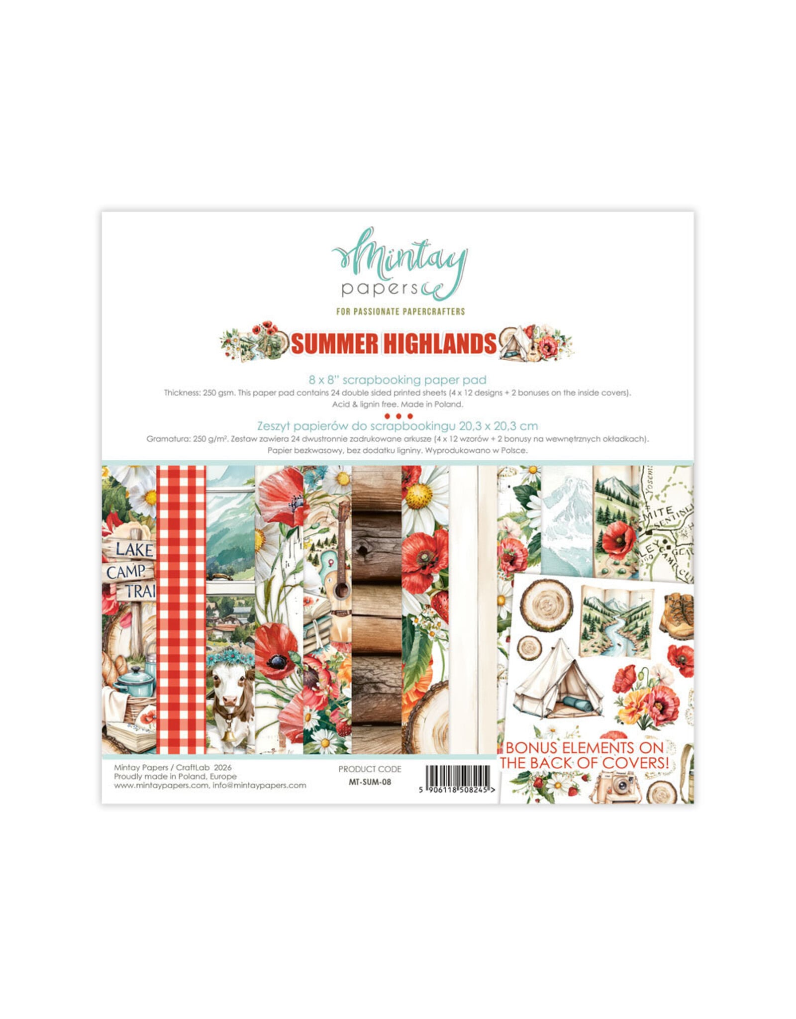 MINTAY MINTAY SUMMER HIGHLANDS 8x8 PAPER PAD 24 SHEETS