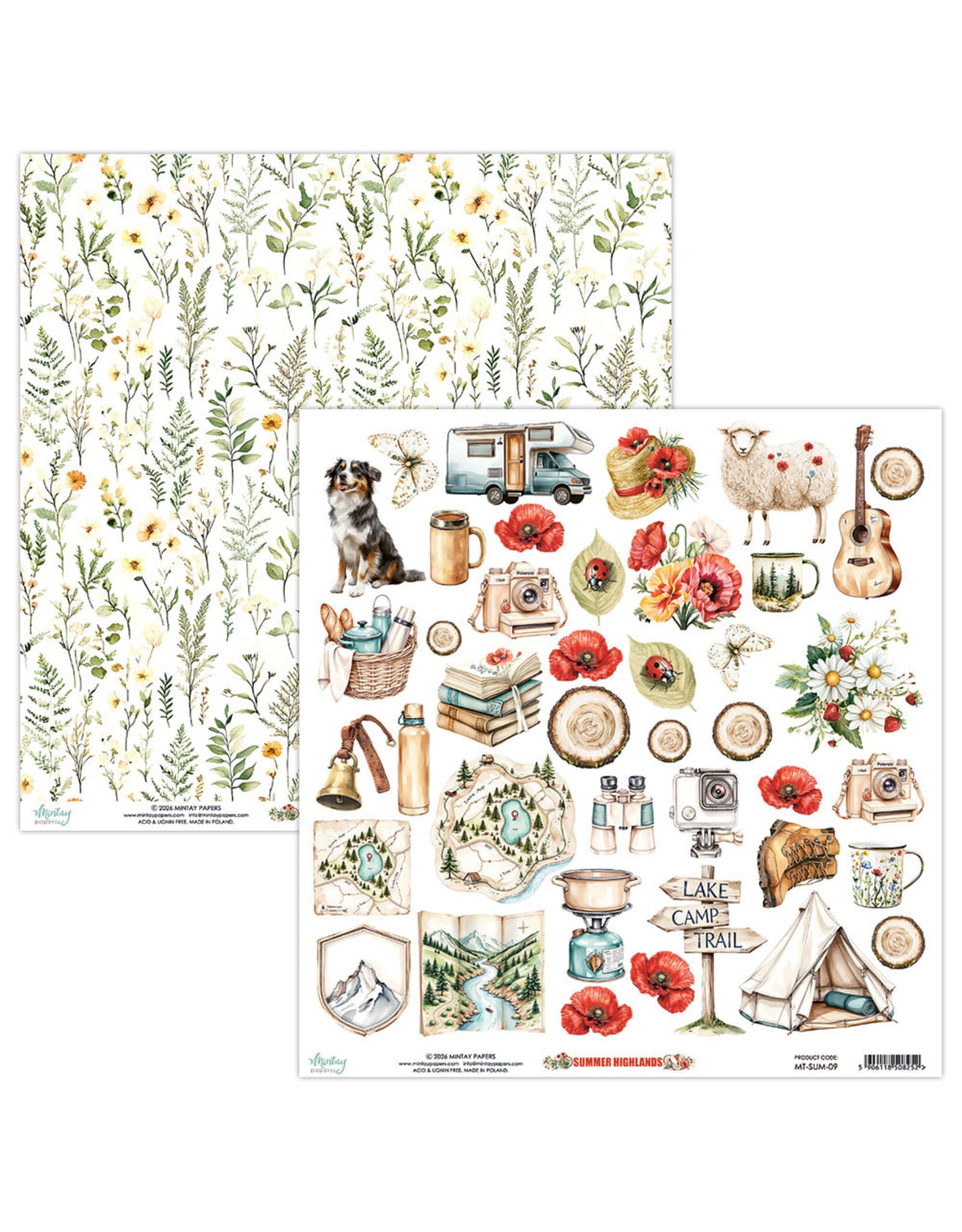 MINTAY MINTAY SUMMER HIGHLANDS ELEMENTS 12x12 CARDSTOCK