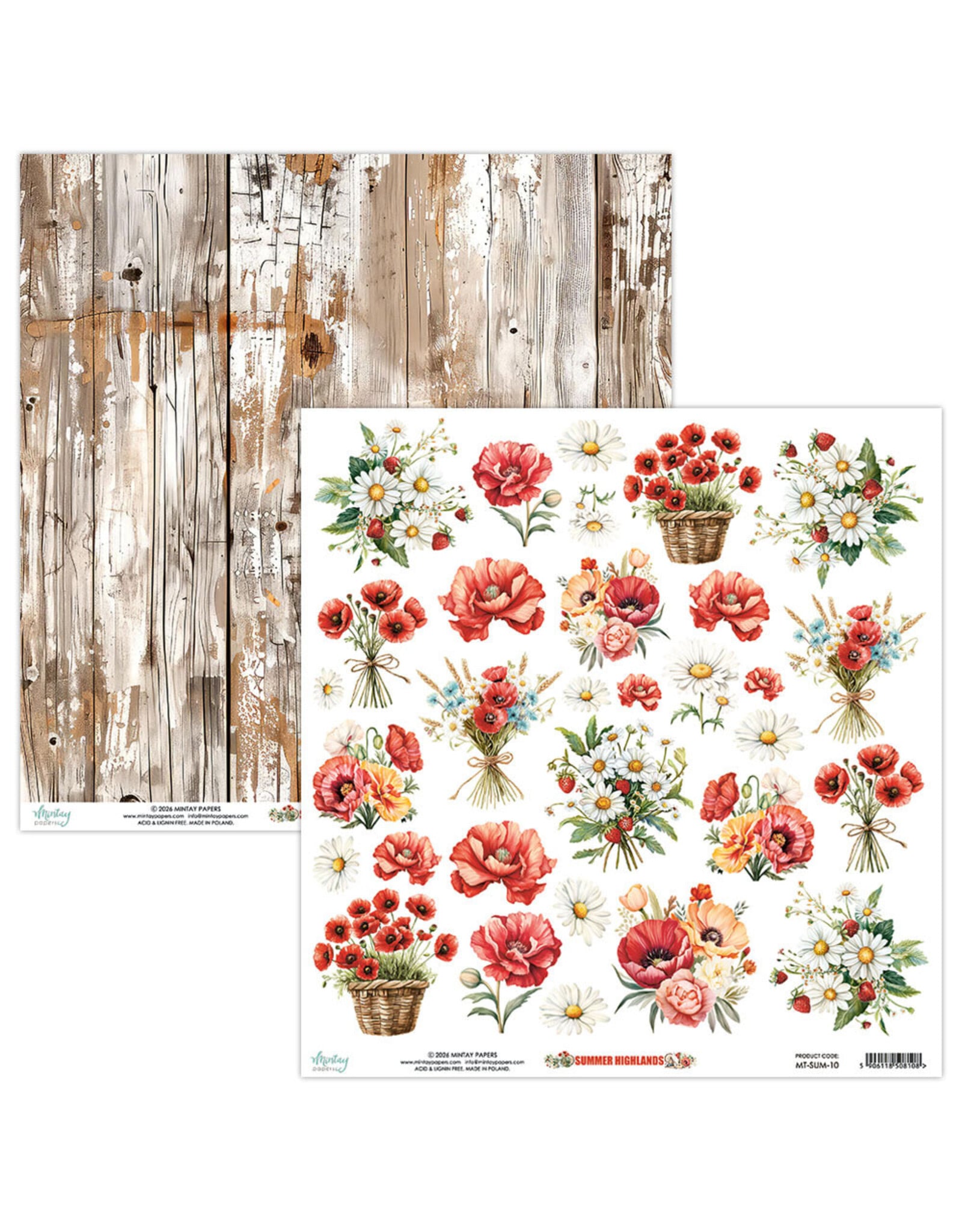 MINTAY MINTAY SUMMER HIGHLANDS FLORA 12x12 CARDSTOCK