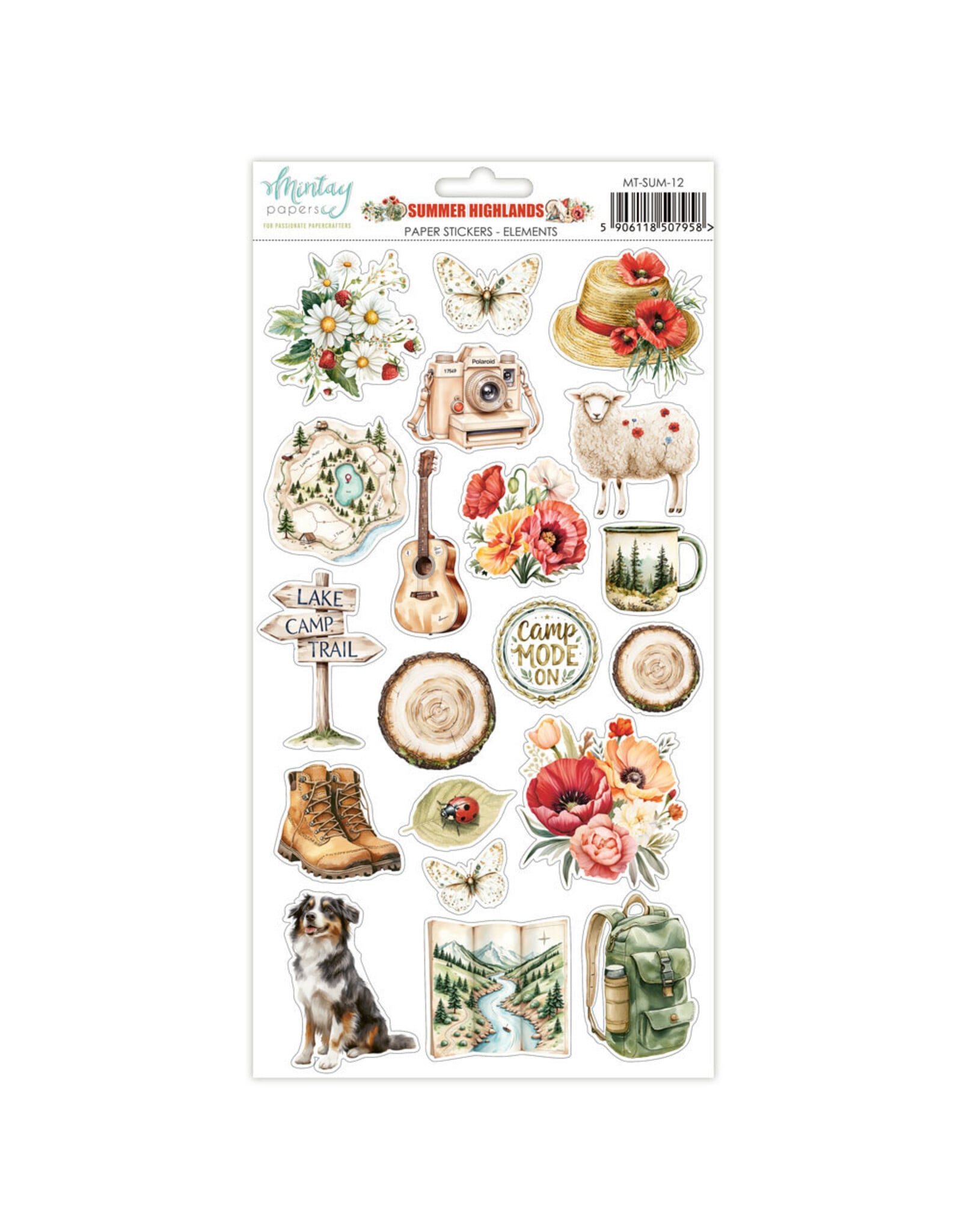 MINTAY MINTAY SUMMER HIGHLANDS 6x12 PAPER STICKERS - ELEMENTS