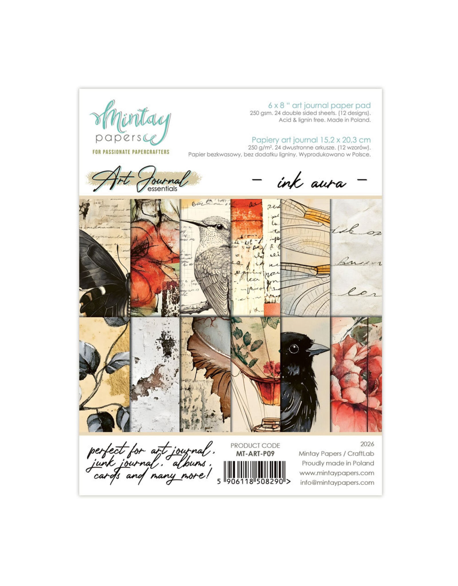 MINTAY MINTAY ART JOURNAL INK AURA 6x8 PAPER PAD 24 SHEETS