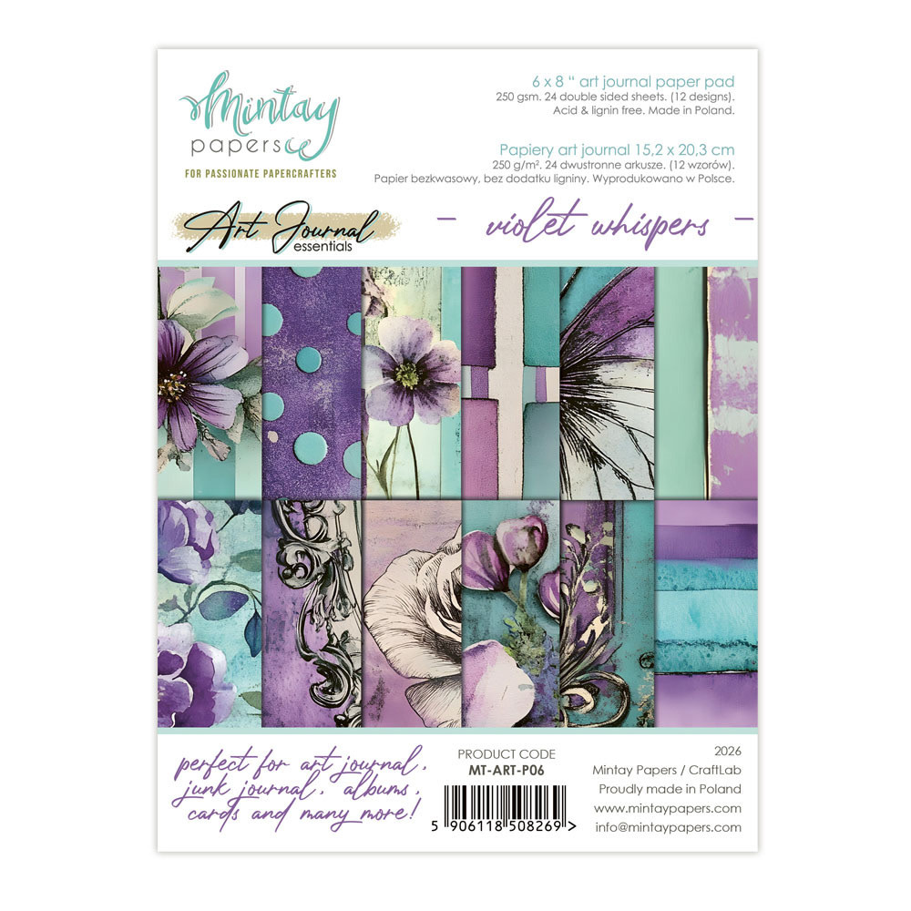 MINTAY MINTAY ART JOURNAL VIOLET WHISPERS 6x8 PAPER PAD 24 SHEETS