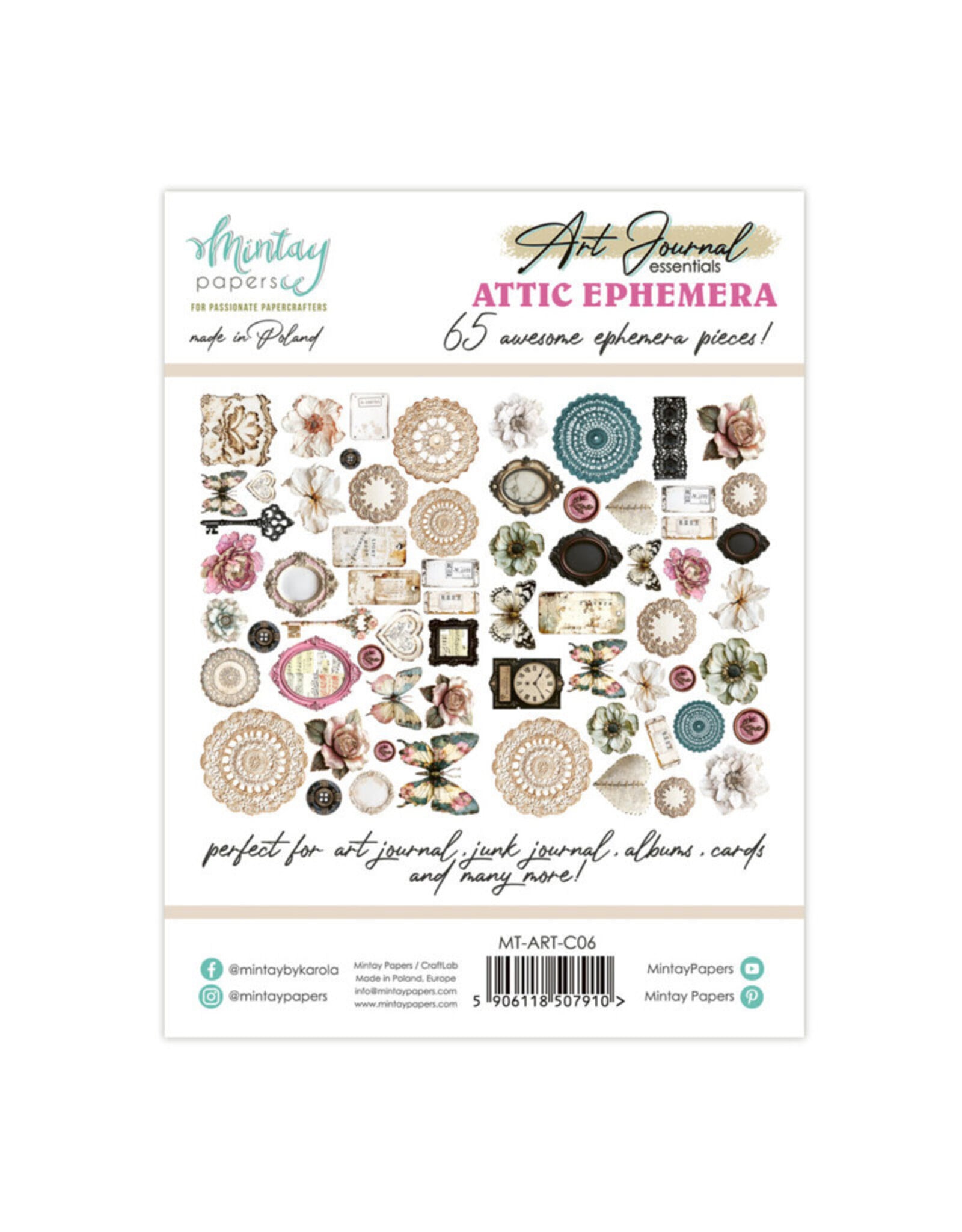 MINTAY MINTAY ART JOURNAL ATTIC PAPER DIE-CUTS 65/PK