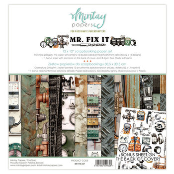 MINTAY MINTAY MR. FIX IT 12x12 COLLECTION PACK 12 SHEETS + BONUS CUTOUTS