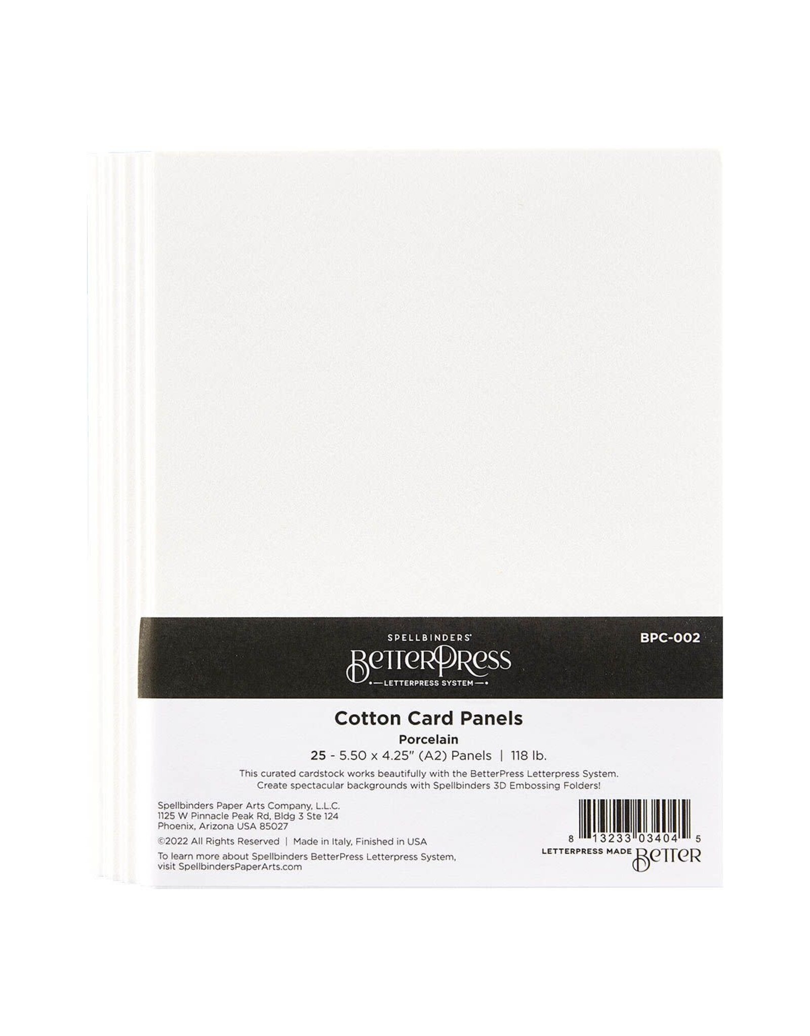 SPELLBINDERS SPELLBINDERS BETTERPRESS 5.5x4.25 (A2) PORCELAIN COTTON CARD PANELS 25/PK