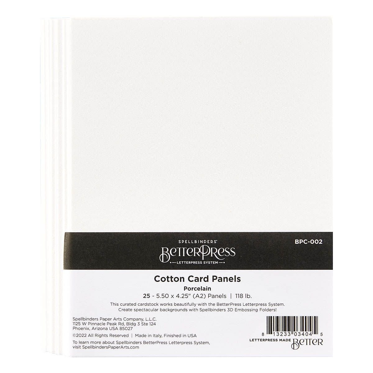 SPELLBINDERS SPELLBINDERS BETTERPRESS 5.5x4.25 (A2) PORCELAIN COTTON CARD PANELS 25/PK