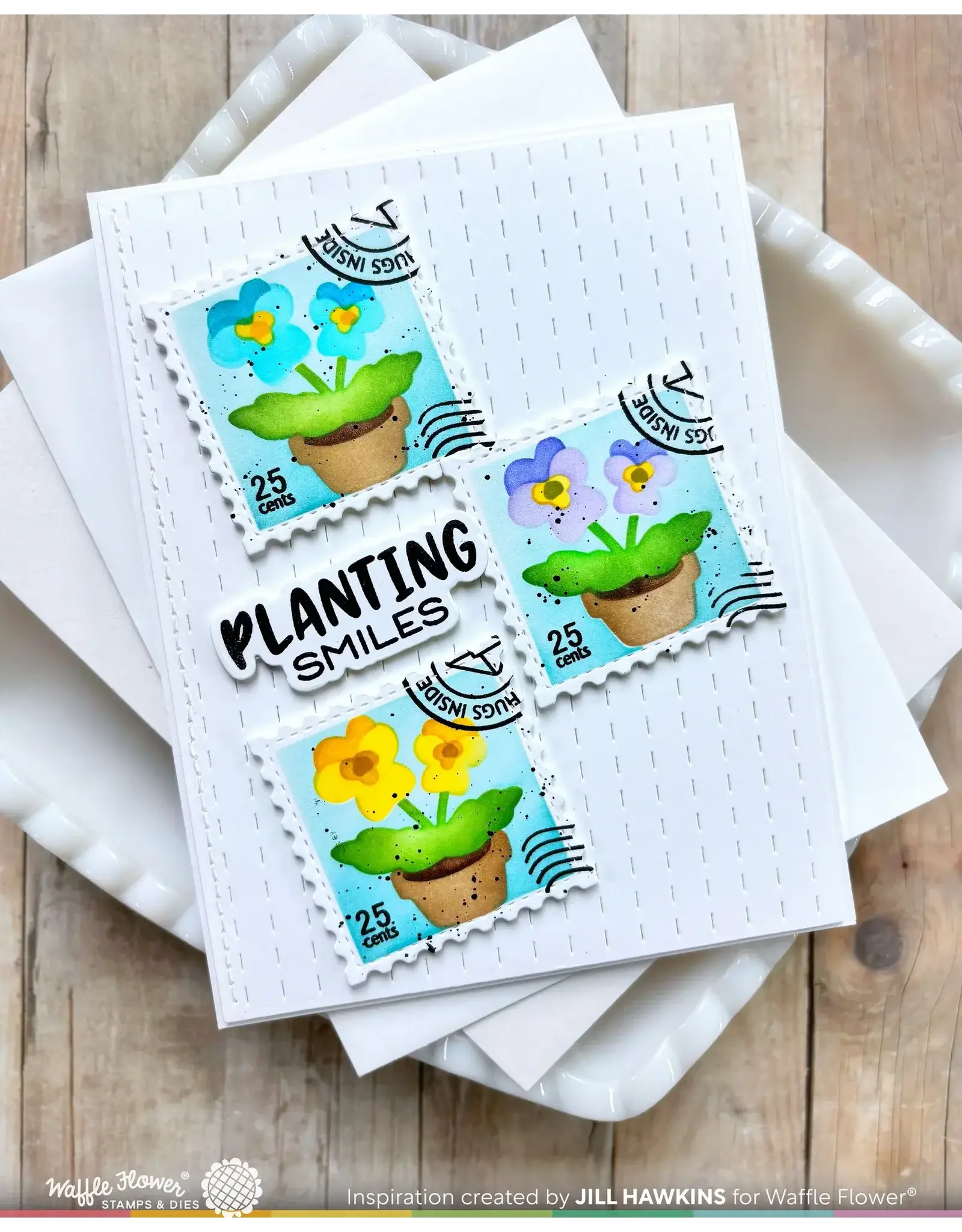 WAFFLE FLOWER WAFFLE FLOWER SQUARE POSTAGE PANSY STENCIL